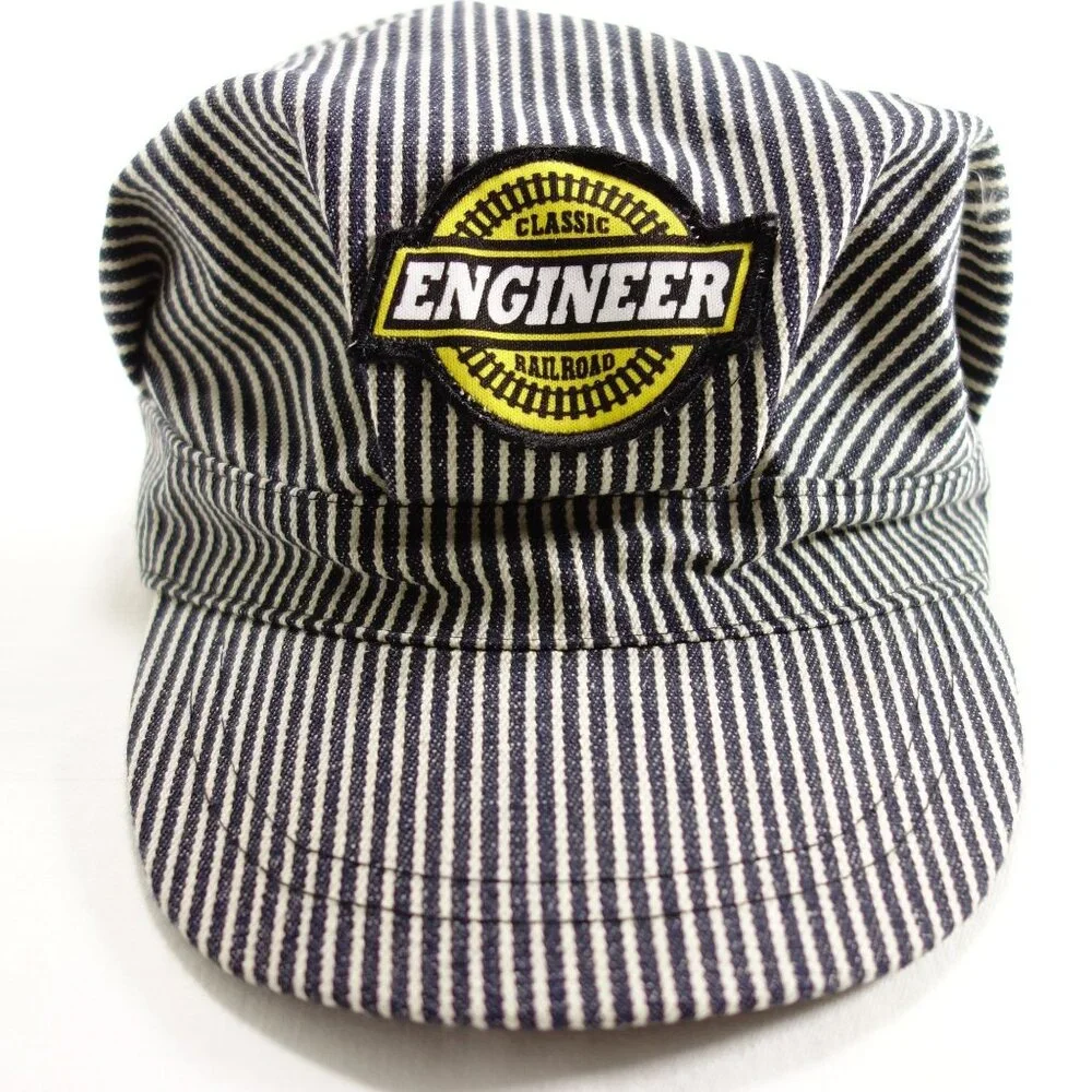 Classic Railroad Engineer Patch Striped Conductors Youth Hat‎ Cap